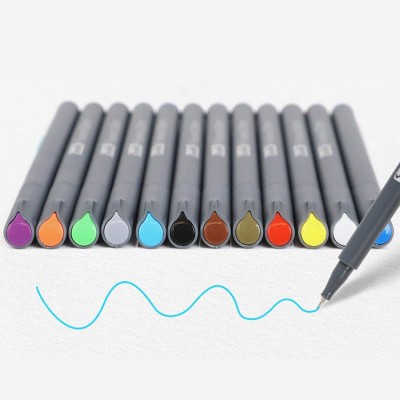 Amazon selling fineliner pens 24 colors set promotional marker 0.4mm colored drawing fineliner pens